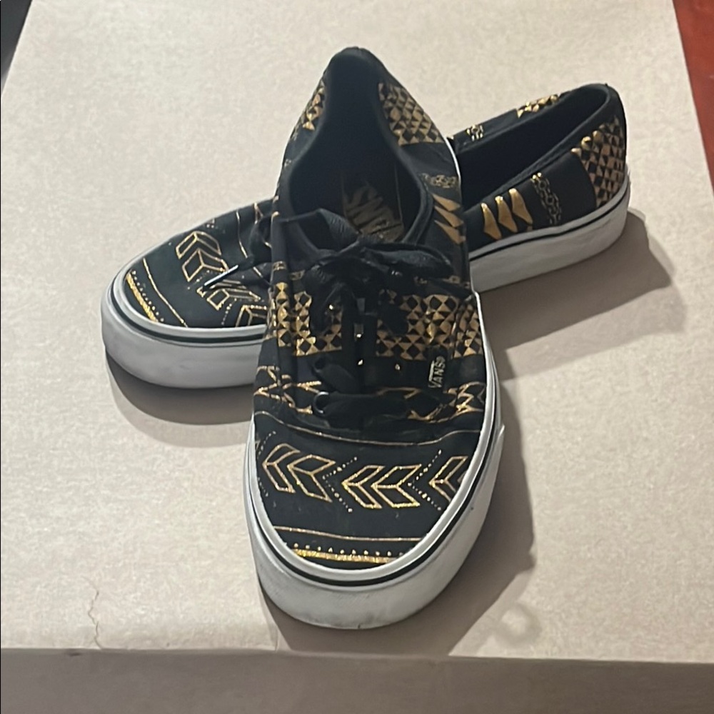 Vans Black and Gold Geometric Sneakers